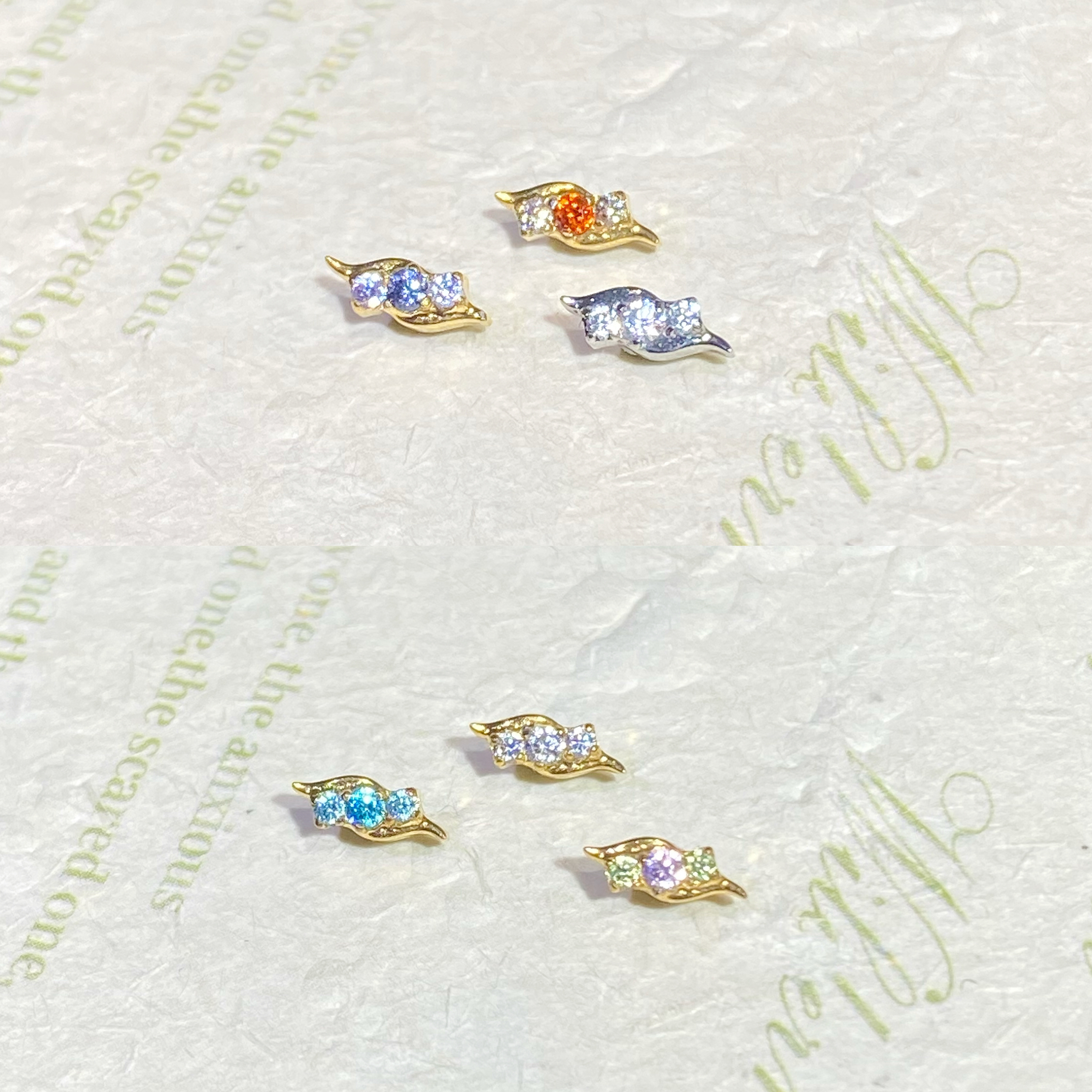 仙人 钛合金“苍耳”镀金耳钉flat耳骨钉 16g内螺纹养耳洞免摘