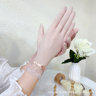 夏天蕾丝薄款 手套女春夏开车防晒舒适骑行防紫外线弹力手套可触屏