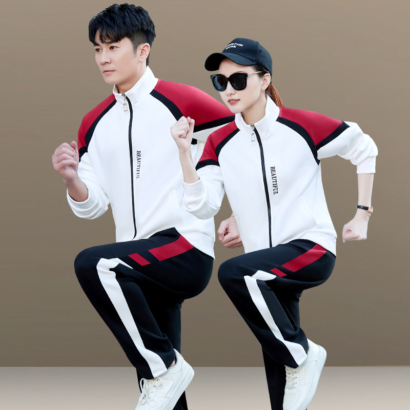 新款情侣装休闲运动套装春装时尚洋气开衫卫衣团体活动运动服男女