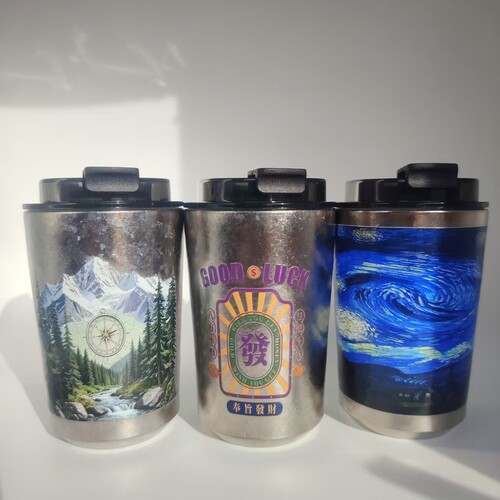 纯钛咖啡翻盖保温杯380ml星空