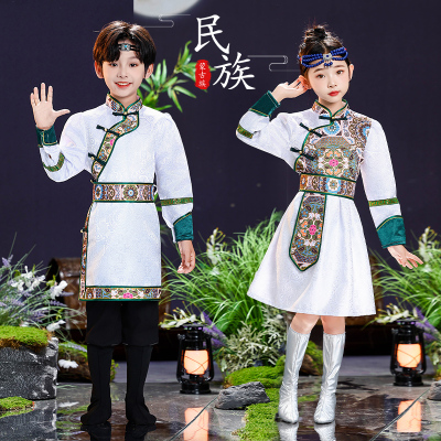 六一新款儿童蒙古族舞蹈演出服表演服饰少数民族蒙族筷子舞蒙古袍