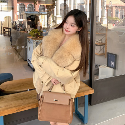 派克羽绒服女皮草外套狐狸毛领冬