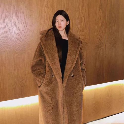 泰迪羊剪绒大衣皮毛一体皮草外套