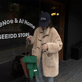 软糯全羊毛皮毛一体牛角扣皮草外套2025冬立领中长款 羊羔毛大衣女