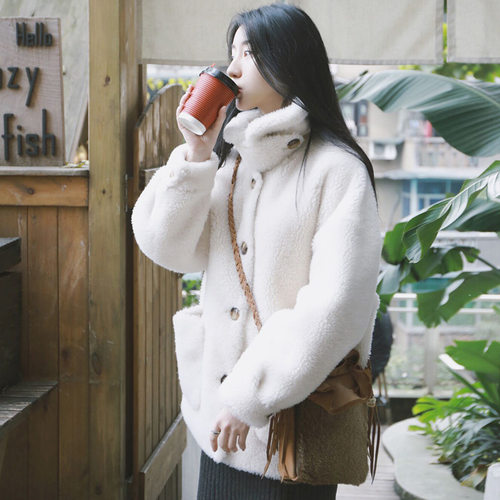 羊剪绒大衣女皮草外套冬皮毛一体