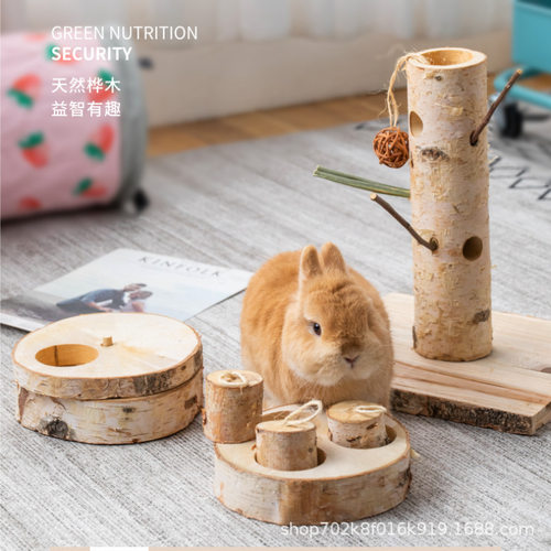 UMI桦木玩具兔子龙猫豚鼠土拨鼠磨牙天然粮食零食盆树洞款仓鼠