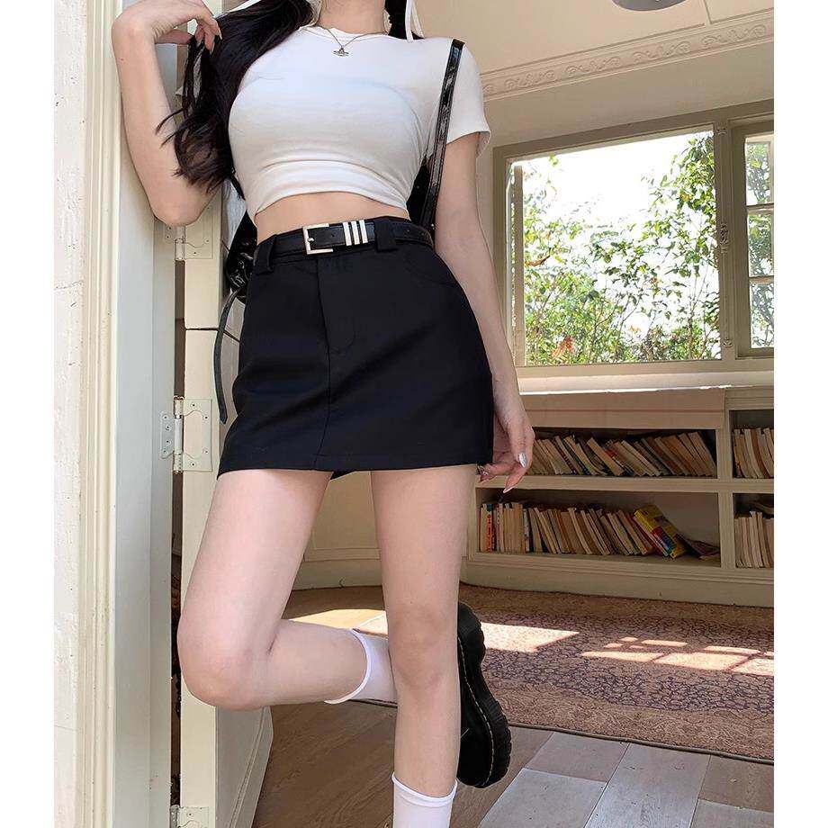 2025夏季新款高腰灰色半身裙女美式复古性感小个子a字裙包臀短裙