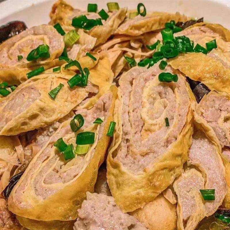 纯手工卷煎肉卷宴席头碗菜乡村头菜蛋元子鸡蛋肉卷凉菜蛋皮商用