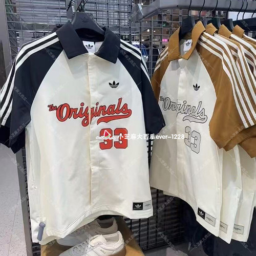 adidas三叶草运动短袖翻领衬衫
