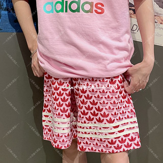 adidas三叶草ADICOLOR 70S满印logo女子宽松运动短裤IK7858IK7859