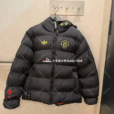 adidas三叶草保暖宽松连帽棉服