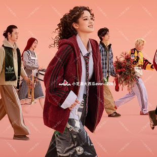 adidas三叶草CNY新年欧阳娜娜同款针织绒面连帽外套KT0717KT0718