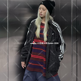 adidas三叶草正品 夹克外套KS5274KS5275 圈绒织物毛绒立领运动开衫