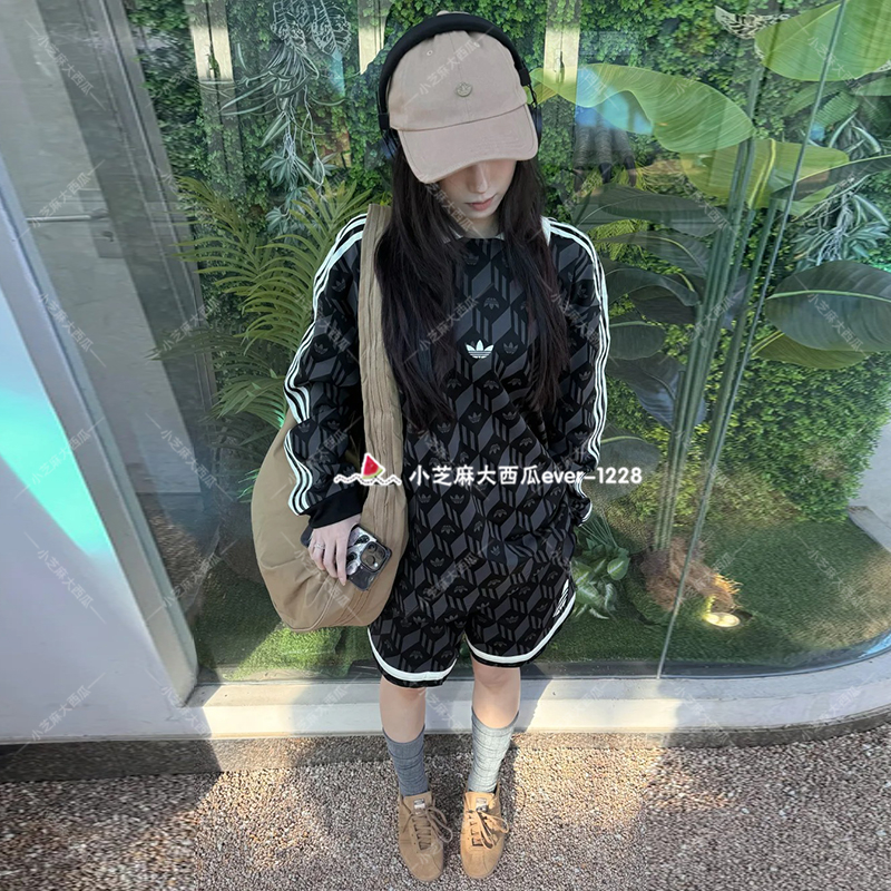 adidas三叶草长袖套头polo衫