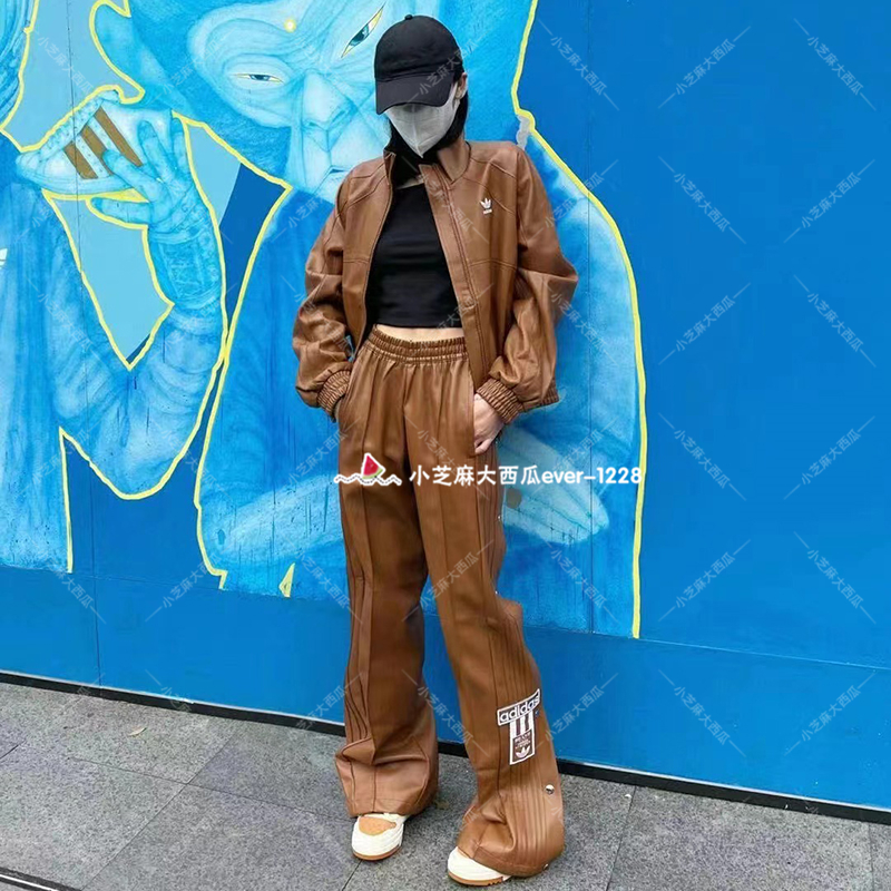 adidas三叶草按扣设计长裤