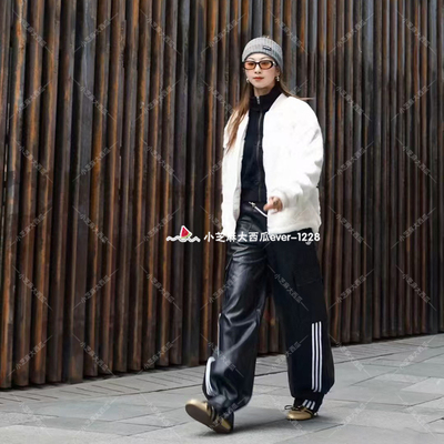 adidas三叶草人造毛皮运动外套