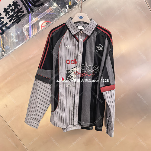 adidas三叶草运动提花长袖衬衫
