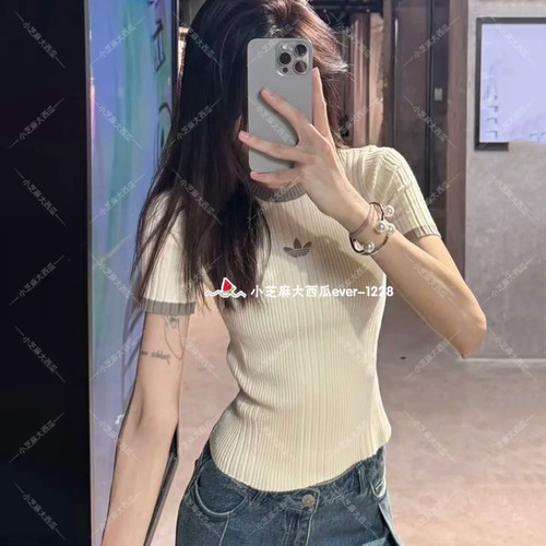 adidas三叶草运动修身短袖T恤