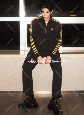 adidas阿迪达斯王安宇潘展乐新年拒水梭织直筒休闲裤KE4063KR3077