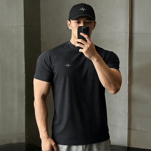 美式运动短袖男显壮收袖口