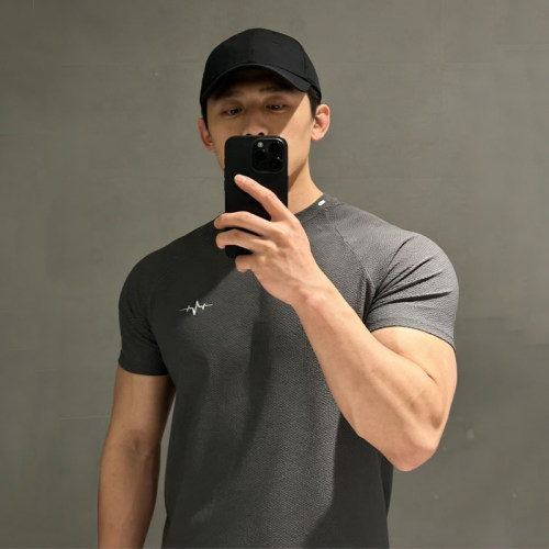 美式运动短袖男显壮收袖口