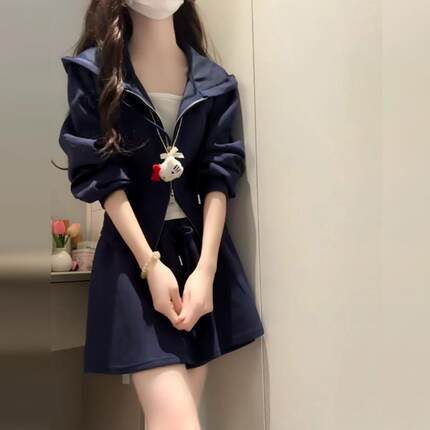 休闲卫衣套装连衣裙子女2025新款爆款春季小个子香风韩系穿搭短裙