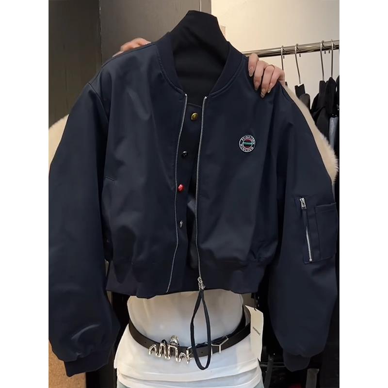 春装女款2025年新款超火减龄气质独特超好看黑色夹克棒球服外套女