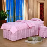 Giường làm đẹp đơn sắc hình thang bao gồm bốn bộ massage hoa oải hương mới màu trơn đa chức năng vật lý trị liệu Trung Quốc mùa hè - Trang bị tấm