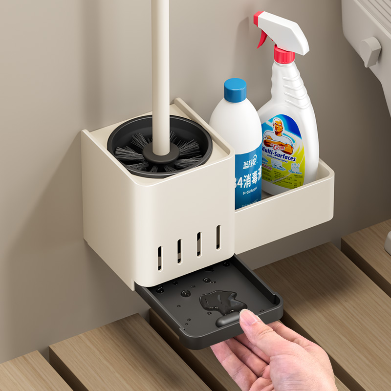 奶油风马桶刷壁挂式置物架