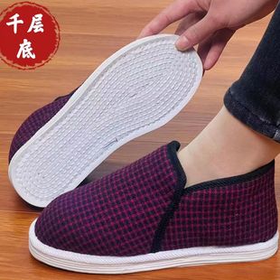 手工加绒加厚中年老人居家保暖妈妈棉 棉花千层底棉鞋 何航冬季