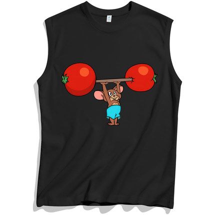 两2元88vip商品老鼠男士无袖男t恤纯棉训练运动健身背心男款打底