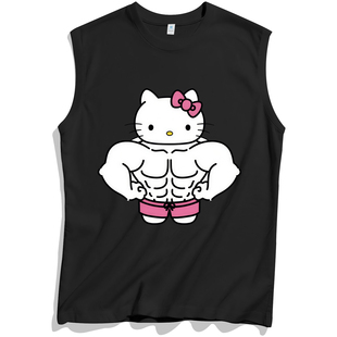 男t恤纯棉训练运动健身背心男款 无袖 打底 88vip商品小猫男士 两2元