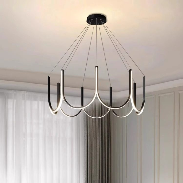 北欧简约风个性创意环形吊灯客厅直播间服装店咖啡厅温馨氛围灯具