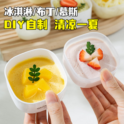 日本进口冰激凌冷冻盒抗菌食品级塑料冰箱冰淇淋粉自制雪糕模具