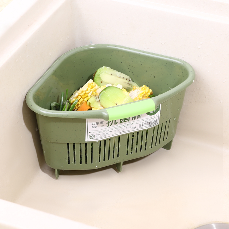 日本进口厨房水槽抗菌垃圾桶菜叶果皮沥水收纳篮三角过滤网架篮子