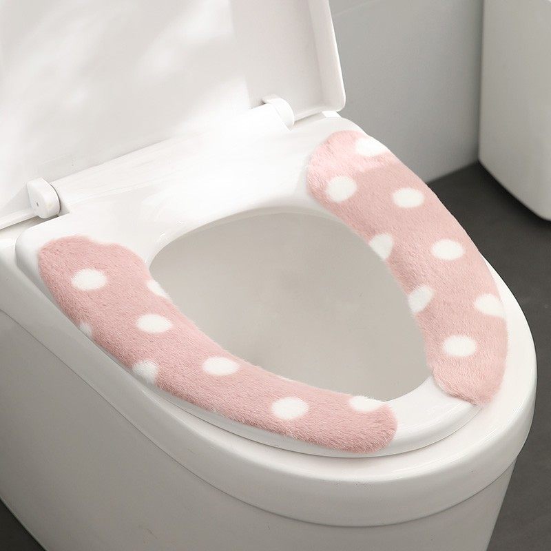 日式毛绒马桶坐垫四季通用粘贴式加厚马桶圈坐便器套垫圈软坐垫子