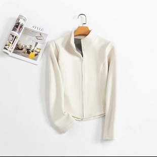 石墨烯瑜伽服女秋冬新款加绒加厚修身上衣小立领保暖百搭瑜伽外套