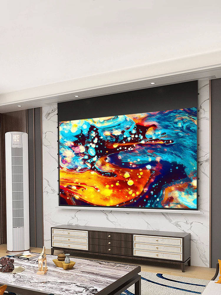 Embedded electric smart projector, screen for bedroom, 120 inch, 3D, remote control
