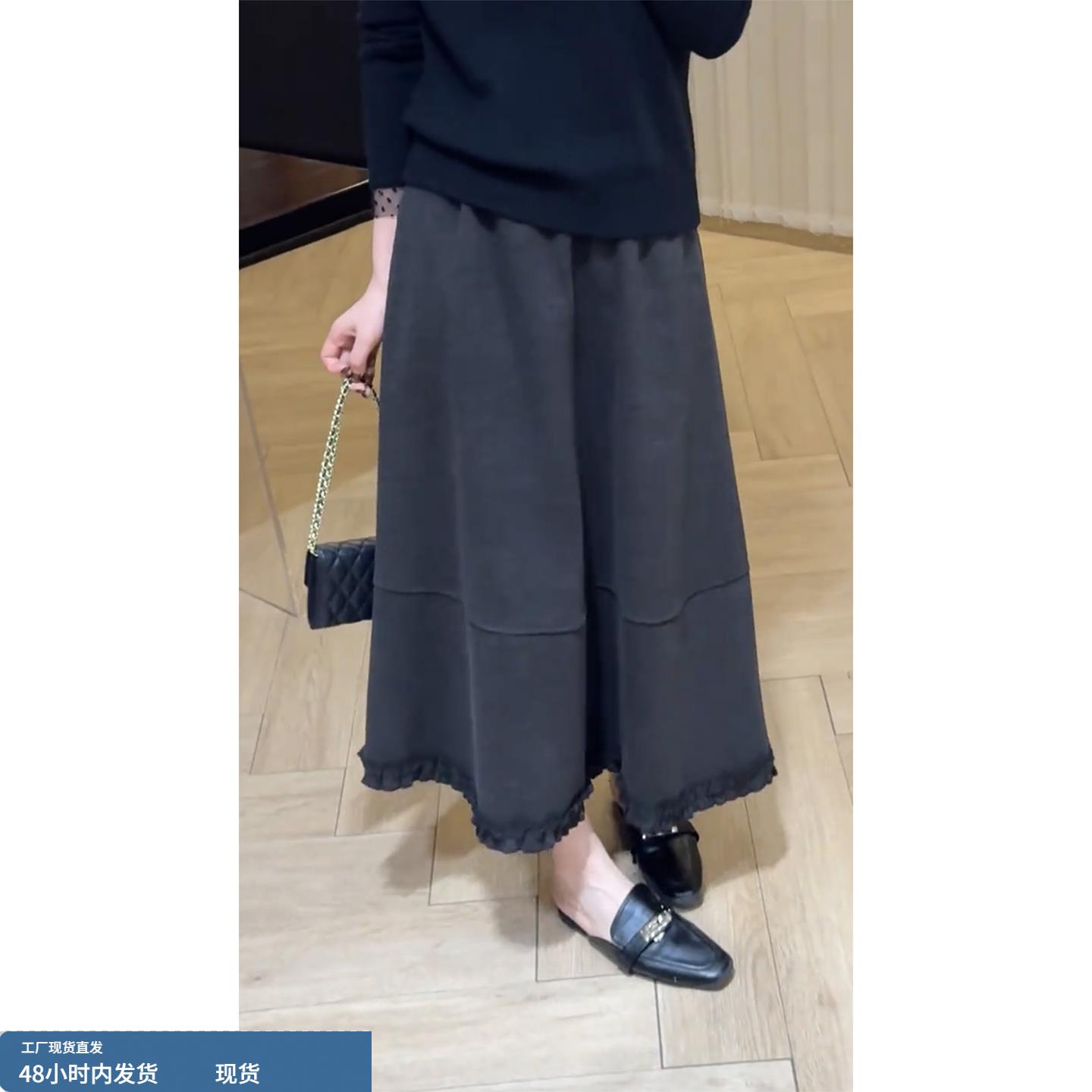 显瘦A字裙女2025年秋冬新款韩系减龄百搭休闲半身裙宽松中长裙子