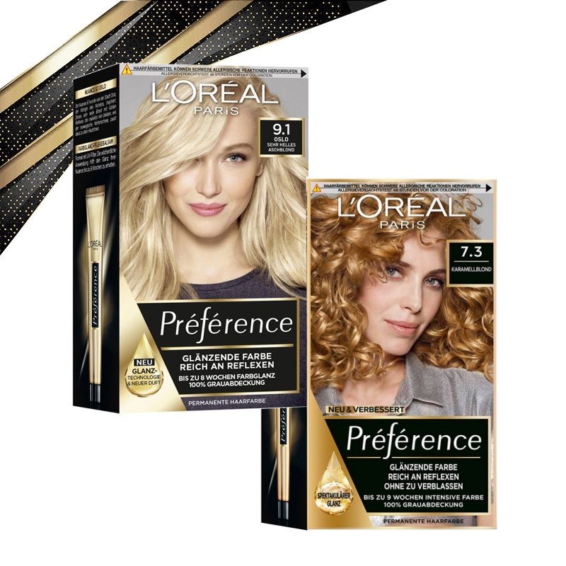 法国原装欧莱雅preference精油染发膏剂焦糖亚麻珠光金色护发柔顺