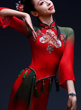 送扇子套装秧歌广场演出服女艺考2025新款服扇子舞古典舞蹈服装飘