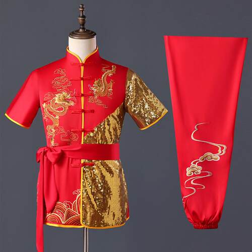 儿童武术服学生体考比竟赛表演服刺绣龙成人专业武术长拳演出服装