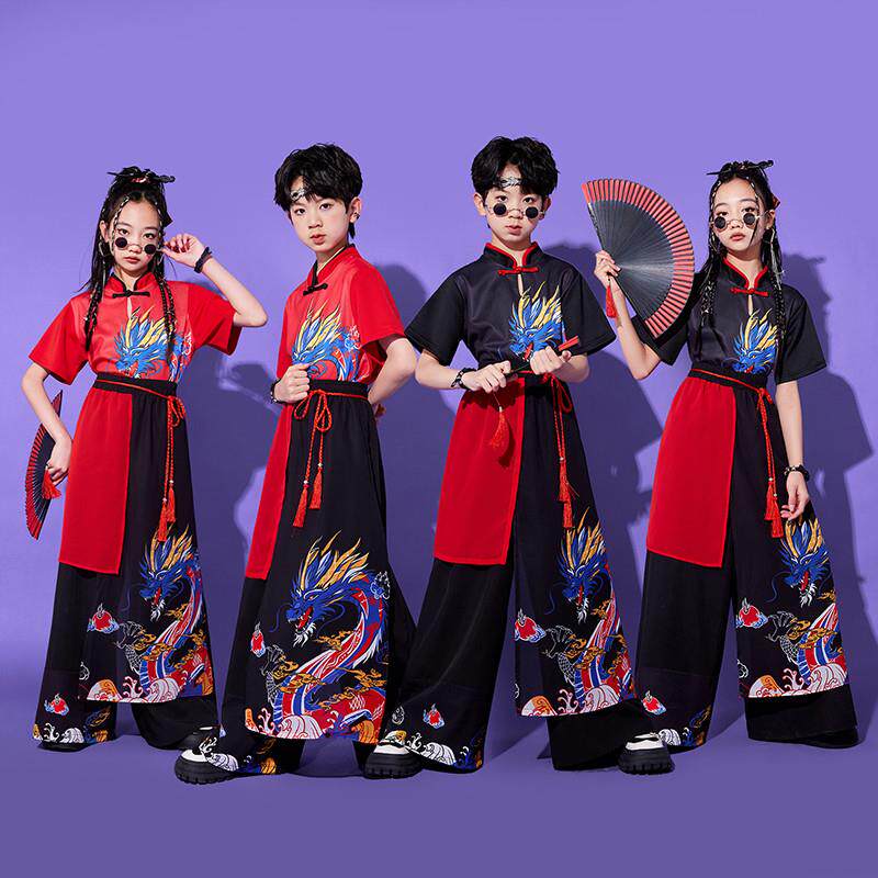 六一儿童演出服汉服国潮古典舞蹈服装男女武术少年郎中国风表演服