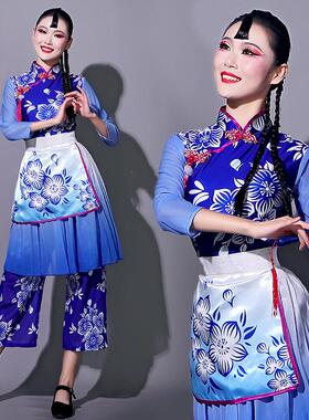 送扇子秧歌演出服女广场新款采茶阿庆嫂舞斗笠舞蹈服装民族2025年