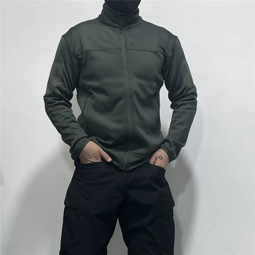 新款春秋户外战术外套男加厚立领抓绒衣内胆夹克开衫弹力修身迷彩