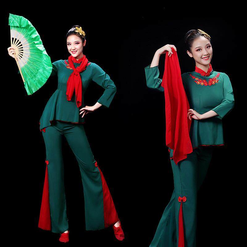 映山红舞蹈演出服装秧歌服女2025年新款套装古典舞扇子舞表演出服