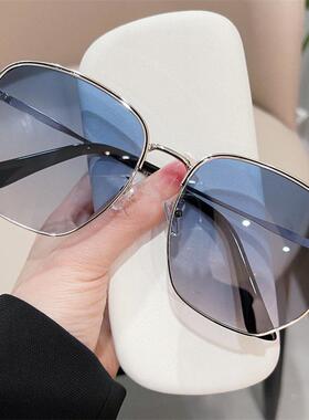 2023新款15.7大码透明蓝色太阳镜女时尚加大加宽金属墨镜男显脸