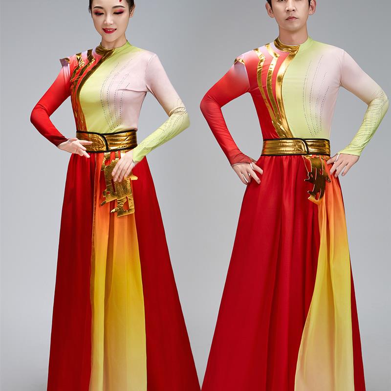 新款男女打鼓服秧歌演出服中国风喜庆腰鼓水鼓民族舞蹈舞龙狮服装
