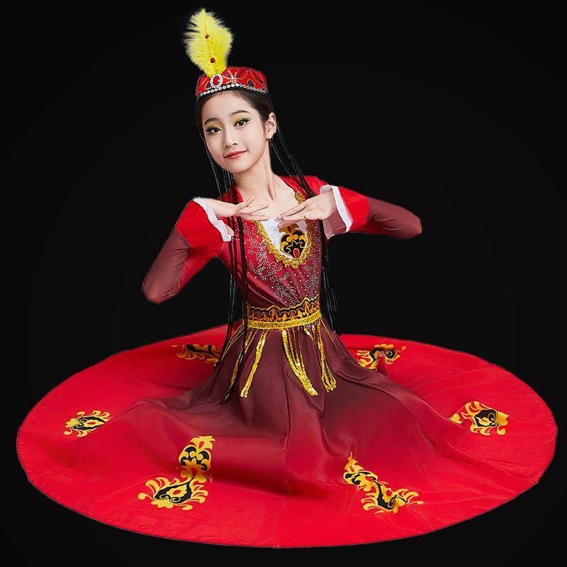 新疆舞蹈演出服儿童维吾族女童维吾尔族服饰古丽维族民族服装六一