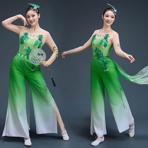 古典舞演出服女飘逸中国风茉莉花舞蹈服装秧歌服民族扇子舞套装